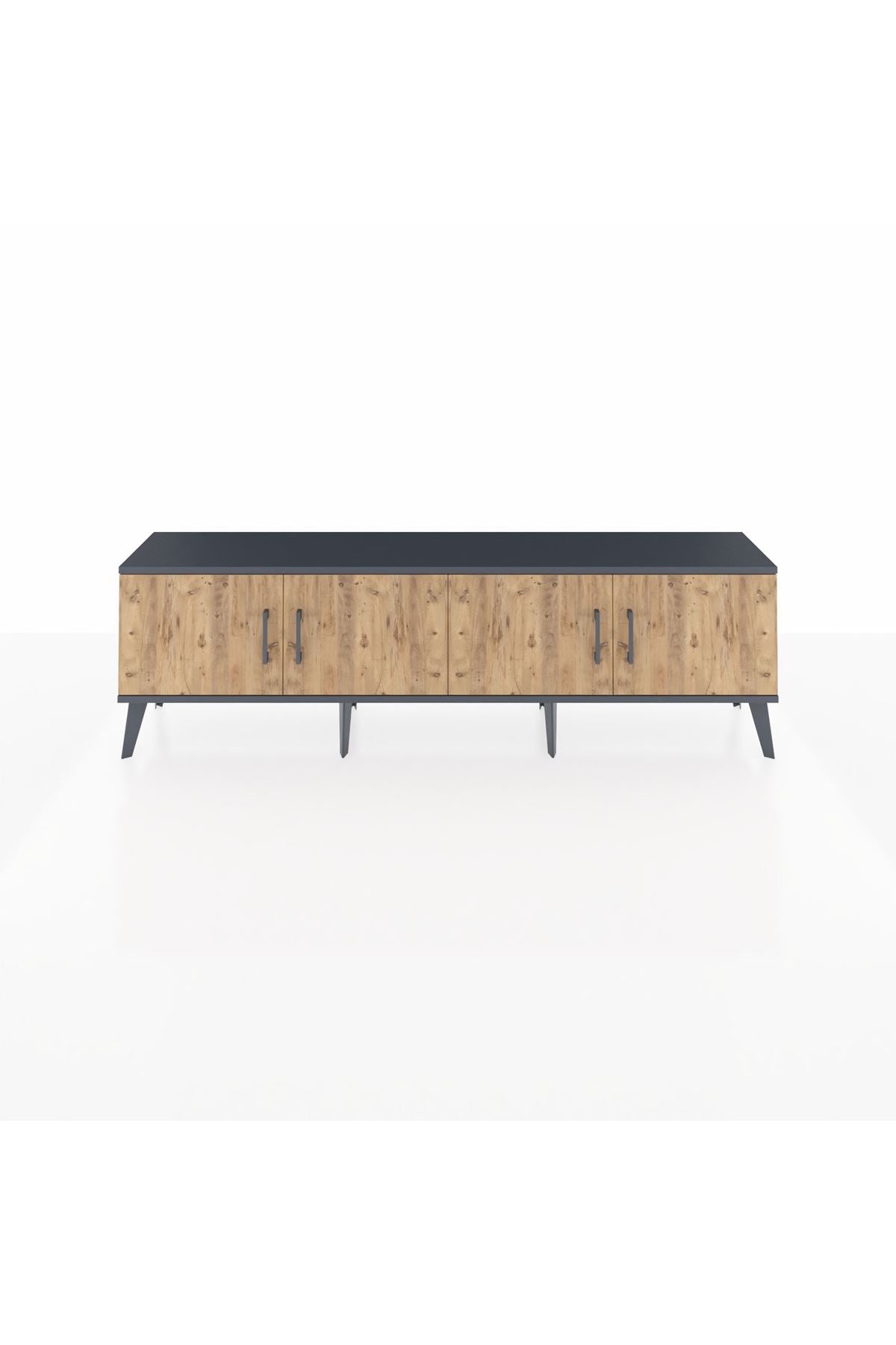 Arges TV Ünitesi 2 Raflı 4 Kapaklı 176x30x51 Antrasit-Çam/Aytaşı