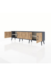 Arges TV Ünitesi 2 Raflı 4 Kapaklı 176x30x51 Antrasit-Çam/Aytaşı