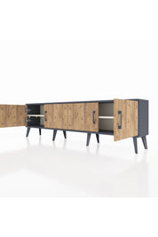 Arges TV Ünitesi 2 Raflı 4 Kapaklı 176x30x51 Antrasit-Çam/Aytaşı