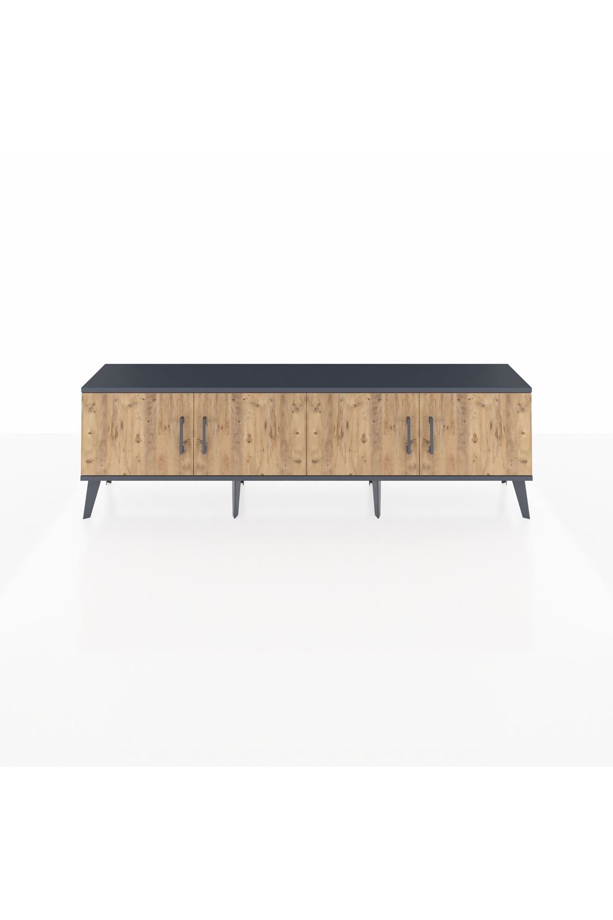 Arges TV Ünitesi 2 Raflı 4 Kapaklı 176x30x51 Antrasit-Çam/Antrasit