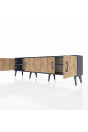 Arges TV Ünitesi 2 Raflı 4 Kapaklı 176x30x51 Antrasit-Çam/Antrasit