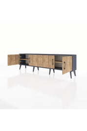 Arges TV Ünitesi 2 Raflı 4 Kapaklı 176x30x51 Antrasit-Çam/Çam