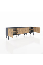 Arges TV Ünitesi 2 Raflı 4 Kapaklı 176x30x51 Antrasit-Çam/Çam