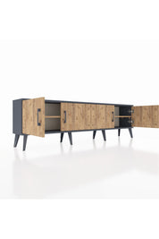Arges TV Ünitesi 2 Raflı 4 Kapaklı 176x30x51 Antrasit-Çam/Çam