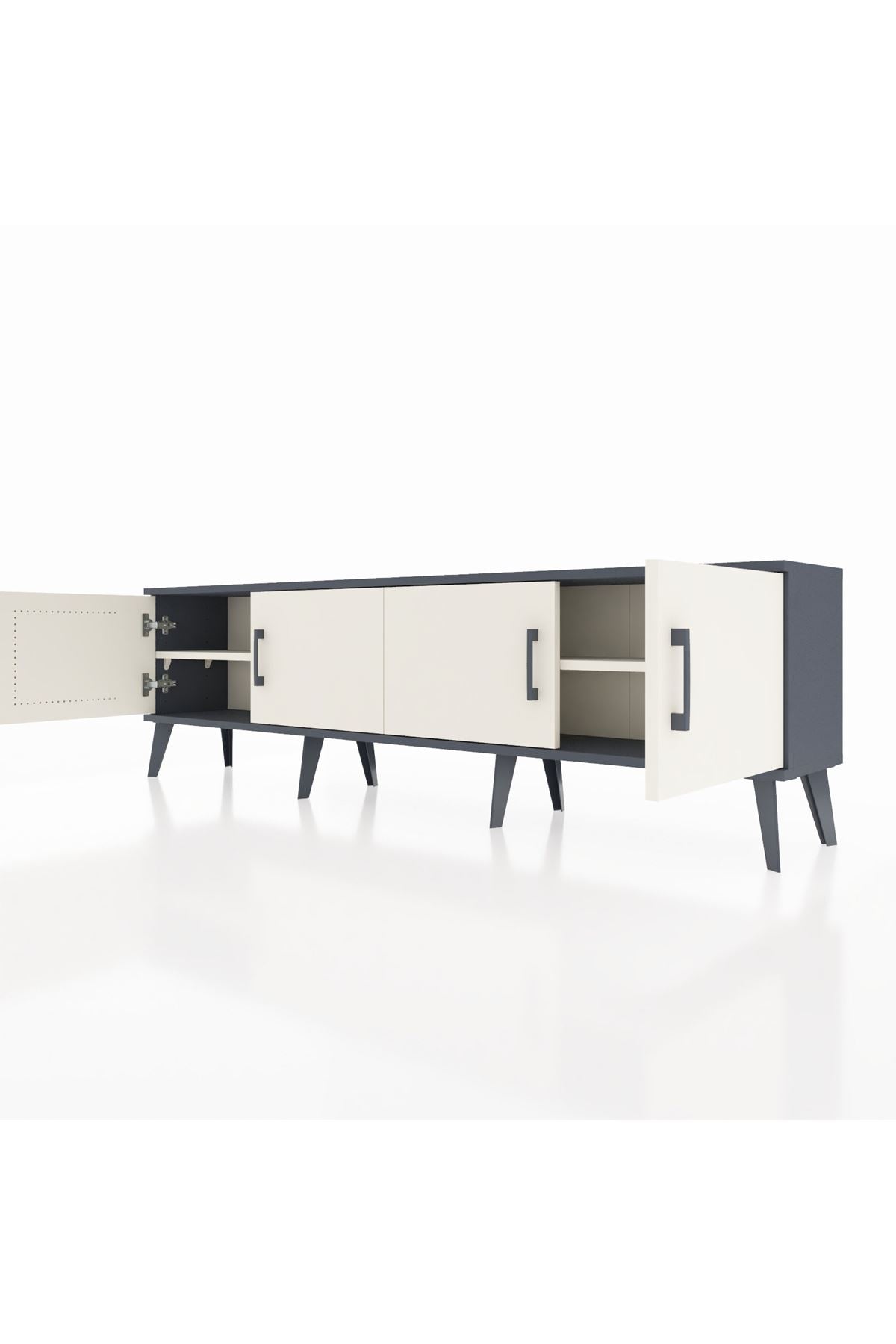 Arges TV Ünitesi 2 Raflı 4 Kapaklı 176x30x51 Antrasit-Aytaşı/Aytaşı