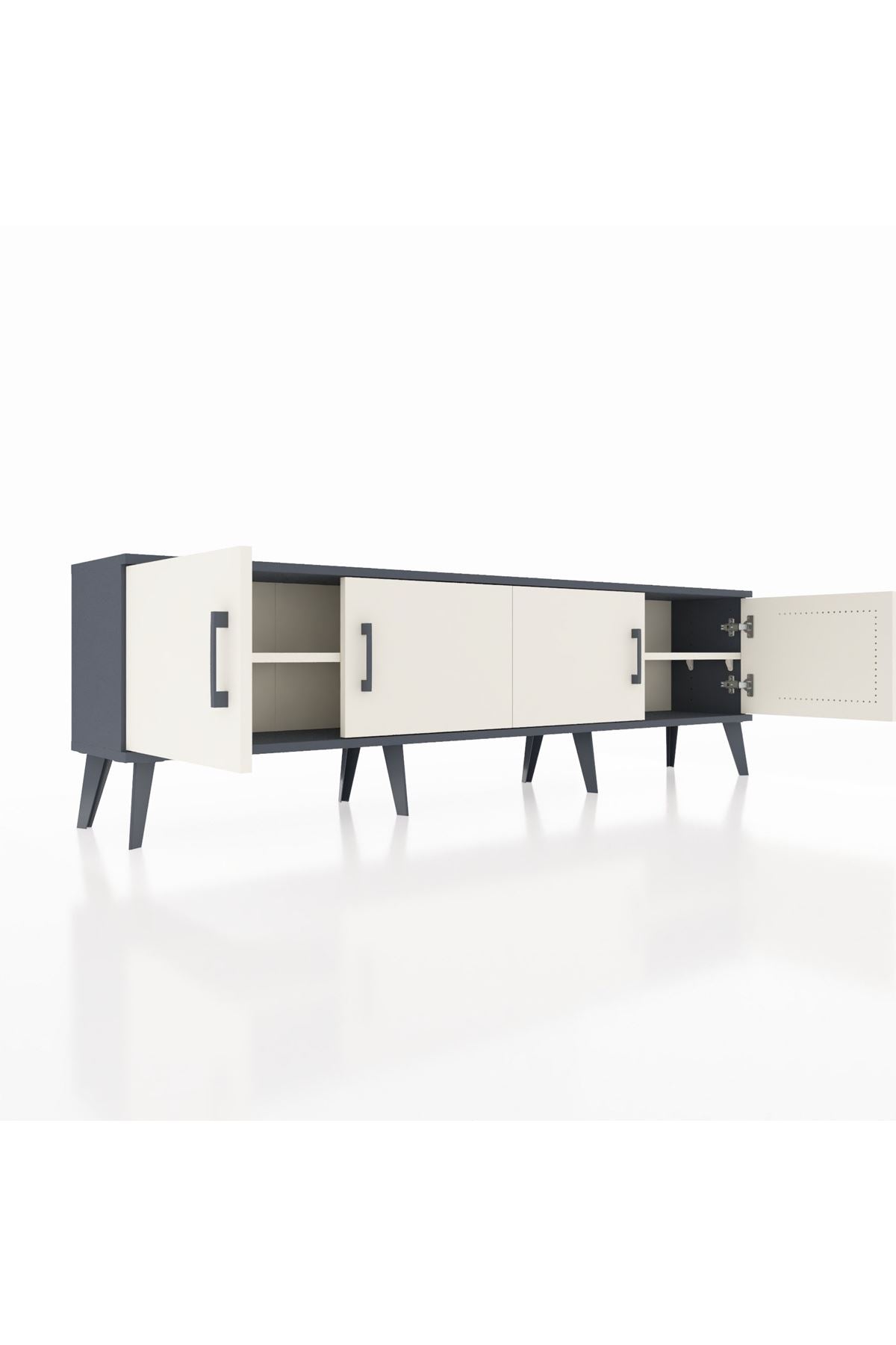 Arges TV Ünitesi 2 Raflı 4 Kapaklı 176x30x51 Antrasit-Aytaşı/Aytaşı
