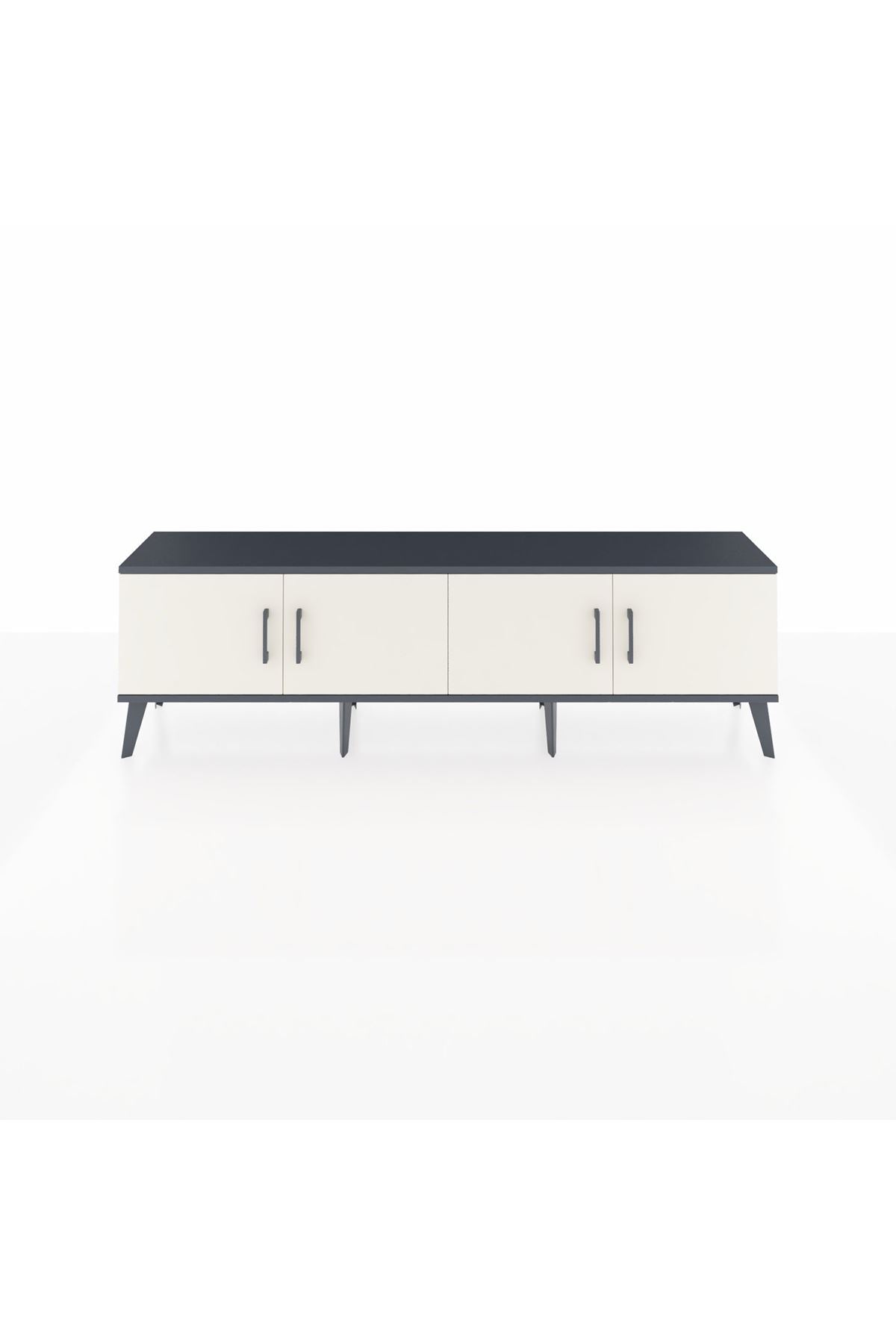 Arges TV Ünitesi 2 Raflı 4 Kapaklı 176x30x51 Antrasit-Aytaşı/Çam
