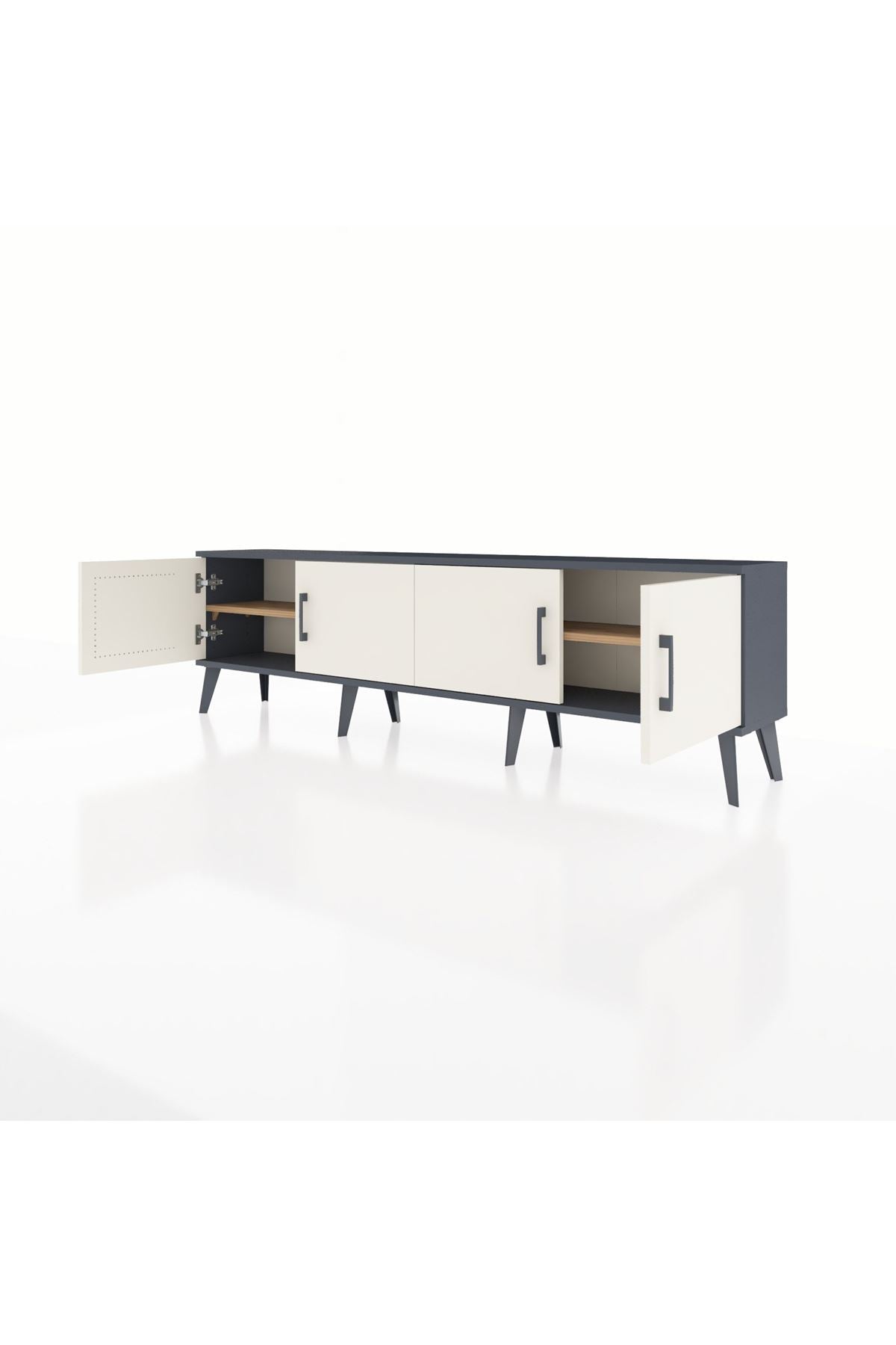 Arges TV Ünitesi 2 Raflı 4 Kapaklı 176x30x51 Antrasit-Aytaşı/Çam