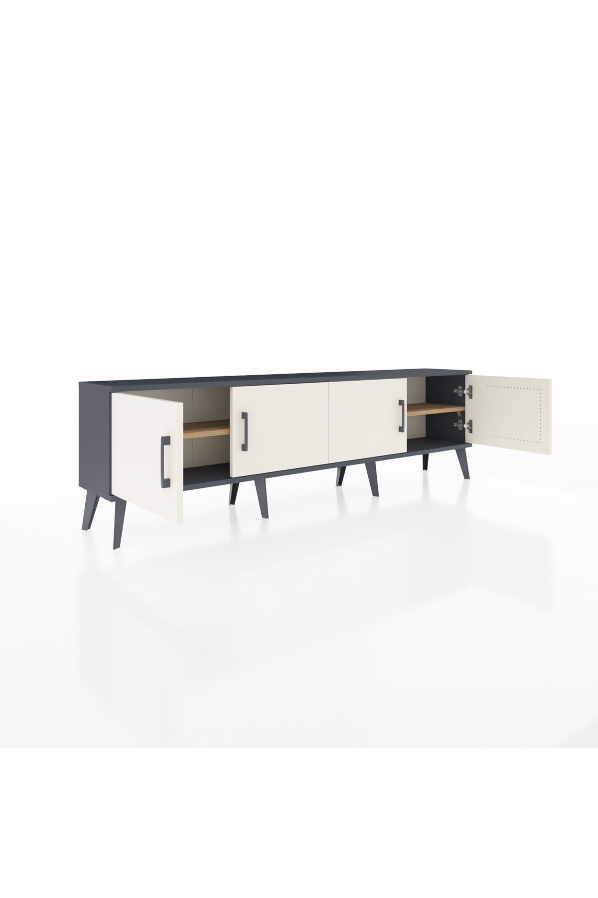 Arges TV Ünitesi 2 Raflı 4 Kapaklı 176x30x51 Antrasit-Aytaşı/Çam
