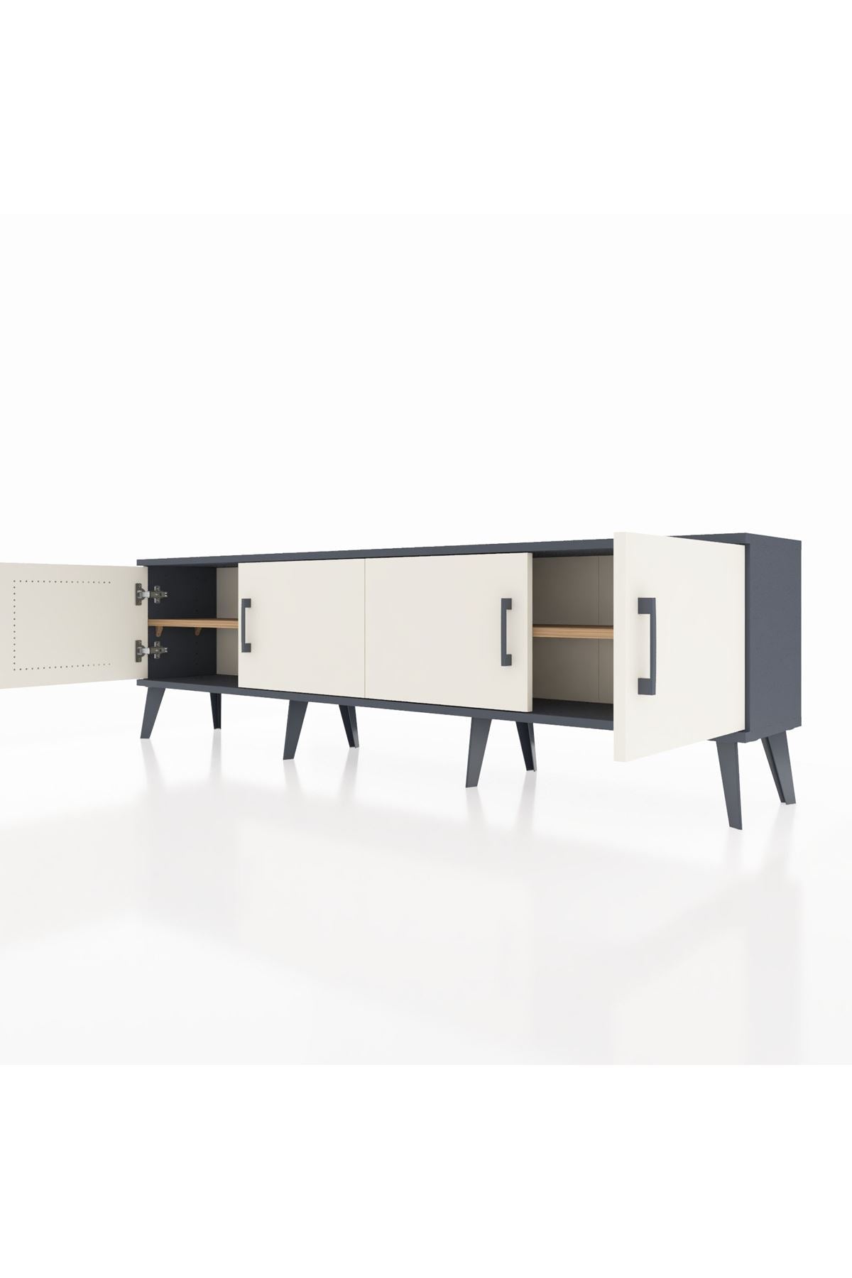 Arges TV Ünitesi 2 Raflı 4 Kapaklı 176x30x51 Antrasit-Aytaşı/Çam