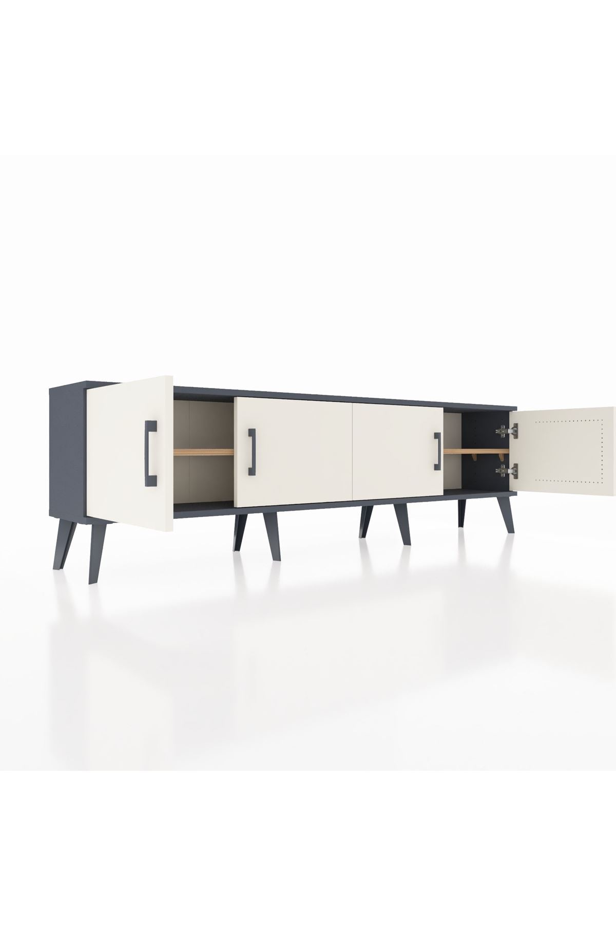 Arges TV Ünitesi 2 Raflı 4 Kapaklı 176x30x51 Antrasit-Aytaşı/Çam