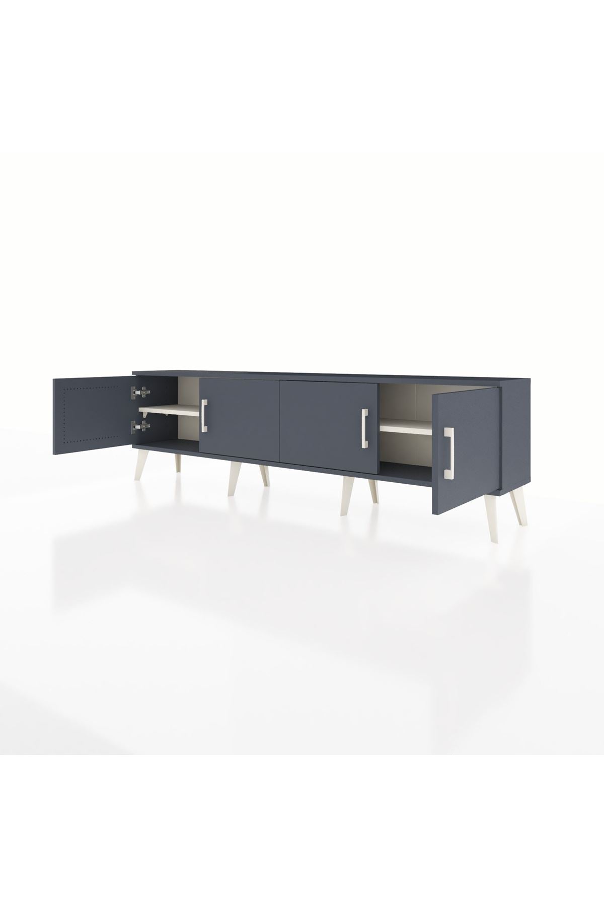 Arges TV Ünitesi 2 Raflı 4 Kapaklı 176x30x51 Antrasit-Antrasit/Aytaşı