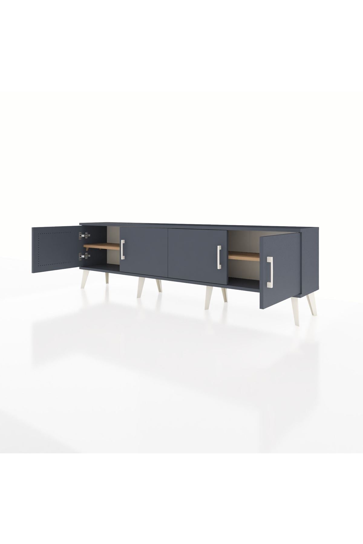 Arges TV Ünitesi 2 Raflı 4 Kapaklı 176x30x51 Antrasit-Antrasit/Çam