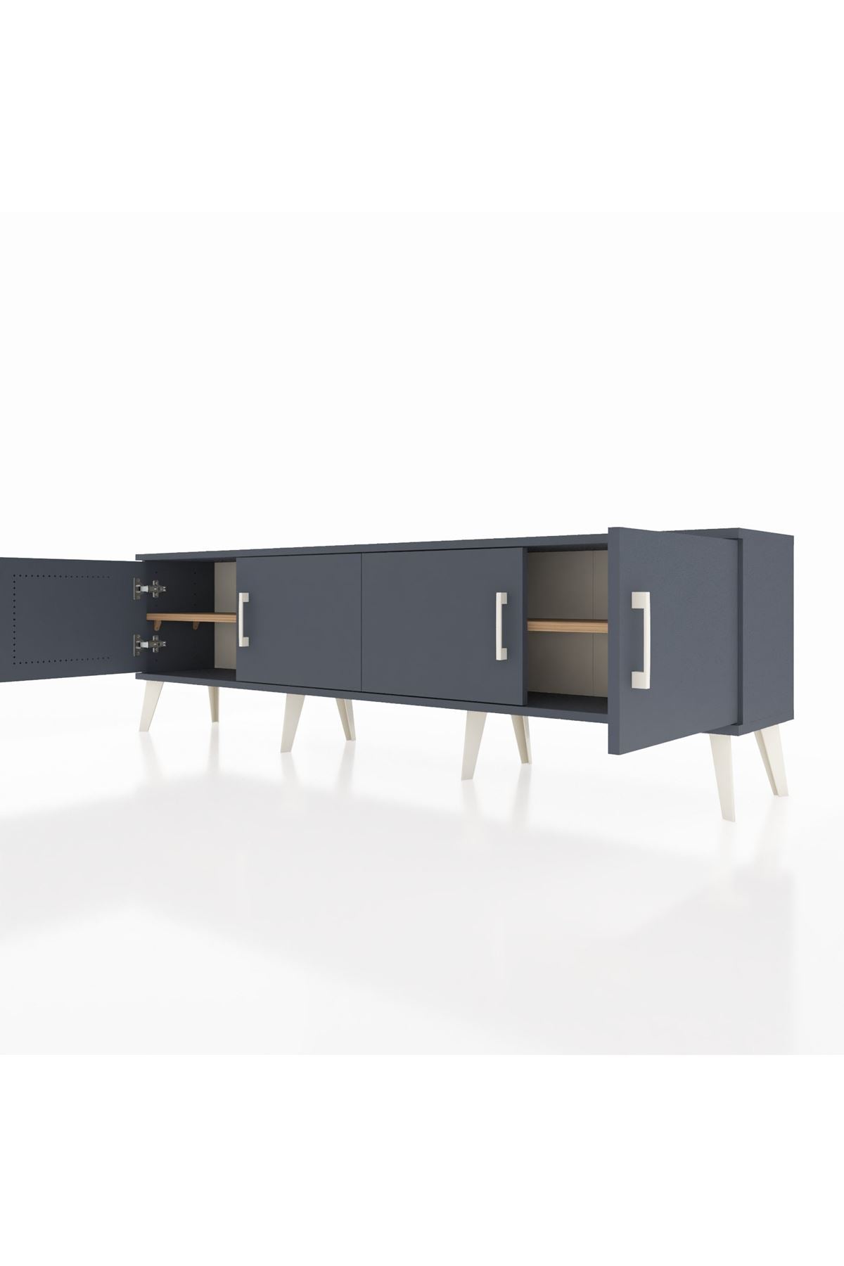 Arges TV Ünitesi 2 Raflı 4 Kapaklı 176x30x51 Antrasit-Antrasit/Çam