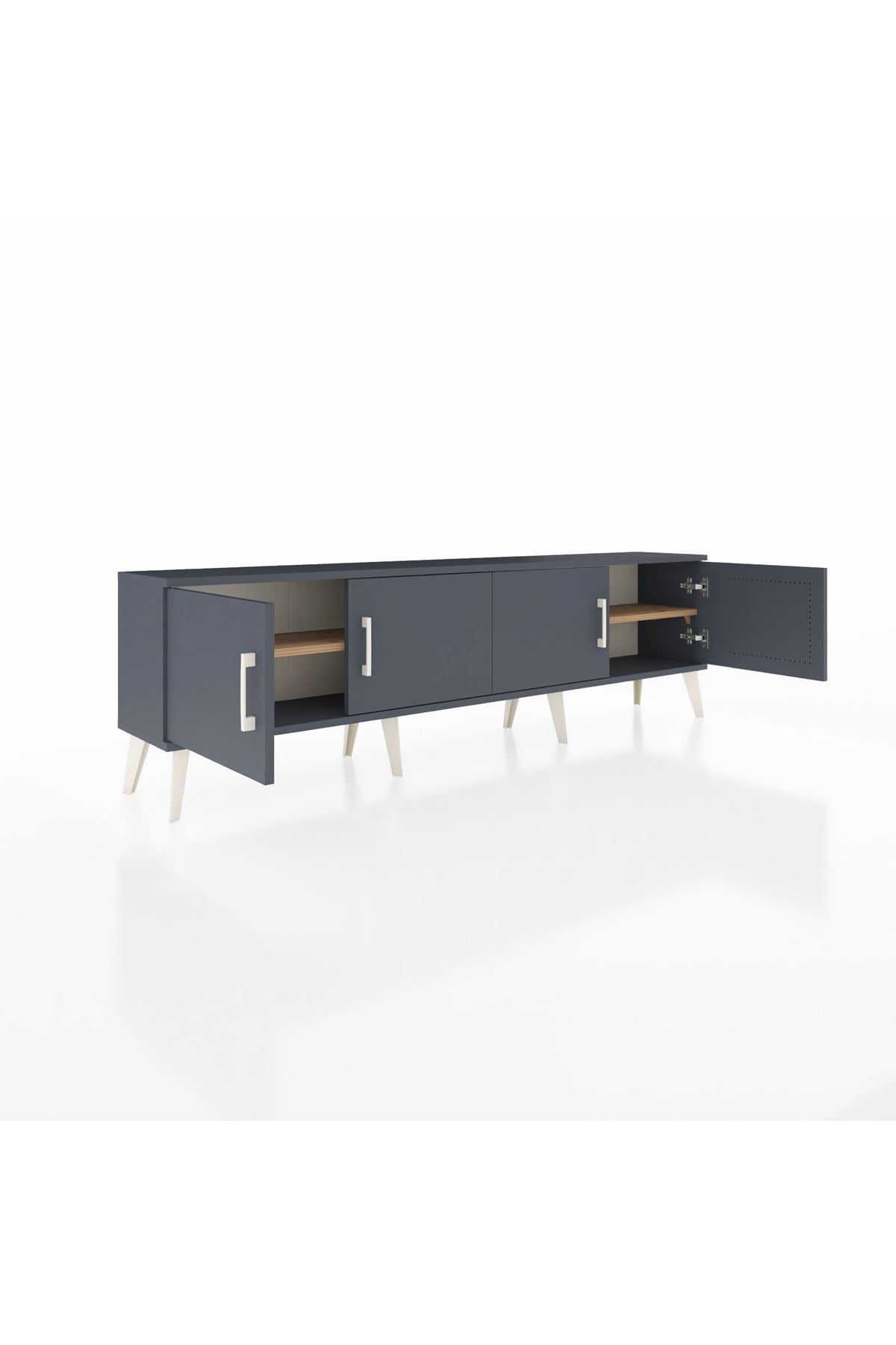 Arges TV Ünitesi 2 Raflı 4 Kapaklı 176x30x51 Antrasit-Antrasit/Çam