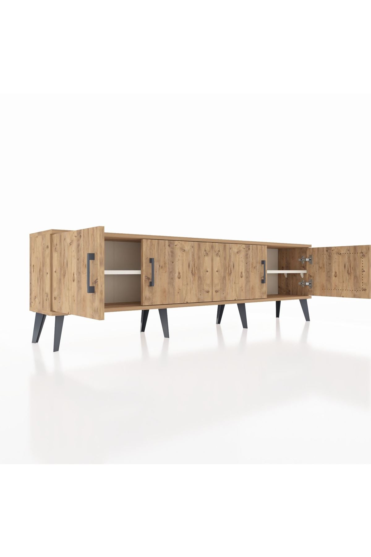 Arges TV Ünitesi 2 Raflı 4 Kapaklı 176x30x51 Çam-Çam/Aytaşı
