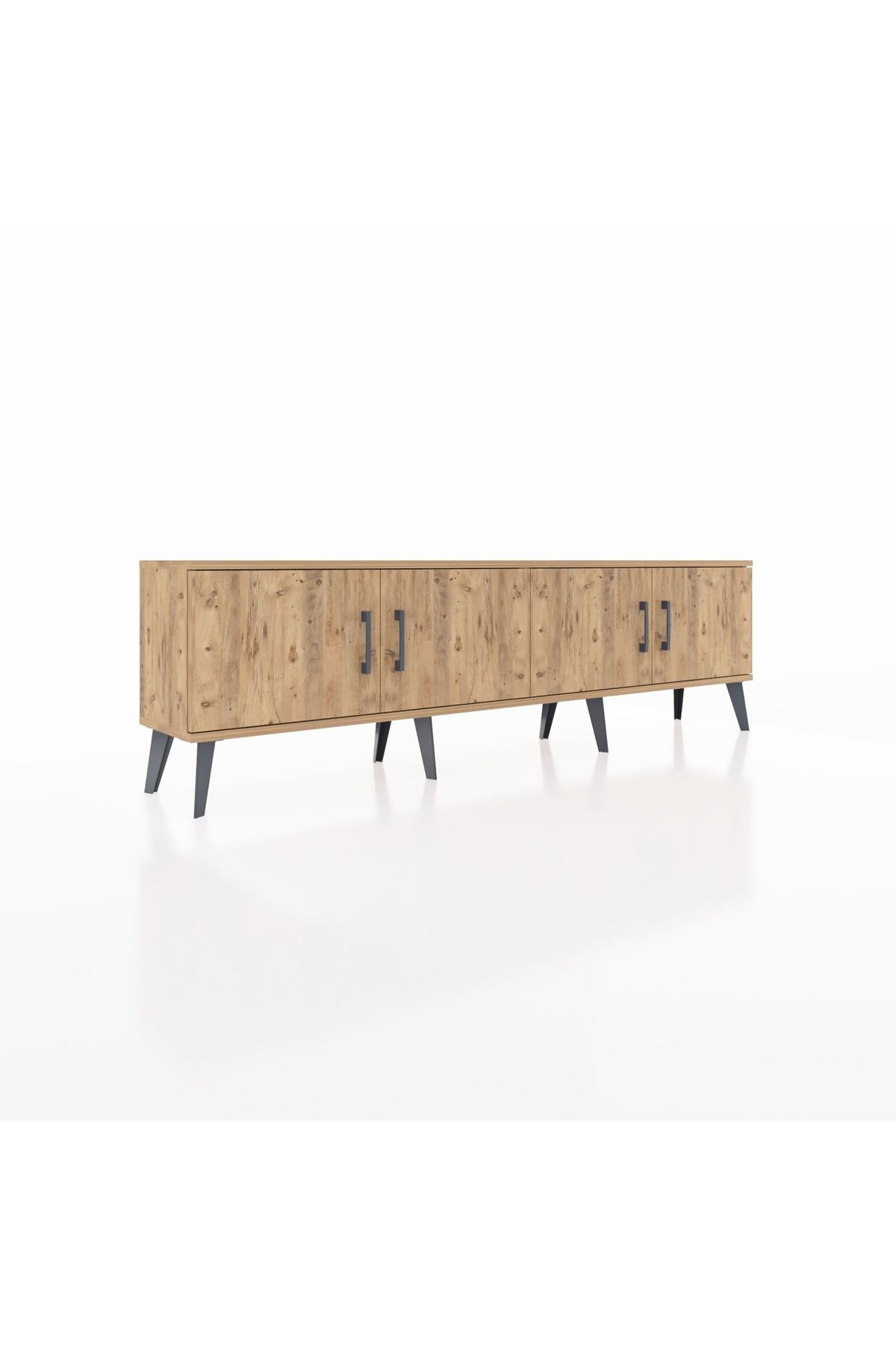 Arges TV Ünitesi 2 Raflı 4 Kapaklı 176x30x51 Çam-Çam/Antrasit