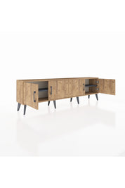 Arges TV Ünitesi 2 Raflı 4 Kapaklı 176x30x51 Çam-Çam/Antrasit