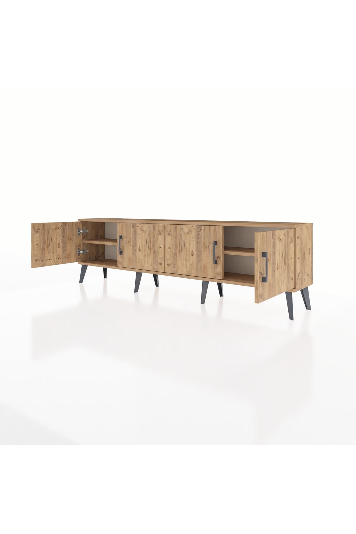 Arges TV Ünitesi 2 Raflı 4 Kapaklı 176x30x51 Çam-Çam/Çam