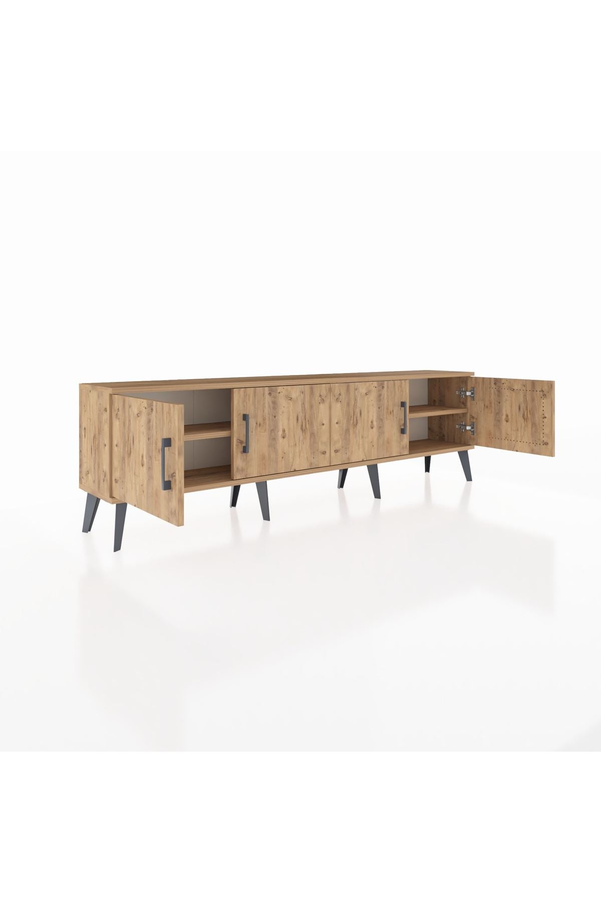 Arges TV Ünitesi 2 Raflı 4 Kapaklı 176x30x51 Çam-Çam/Çam
