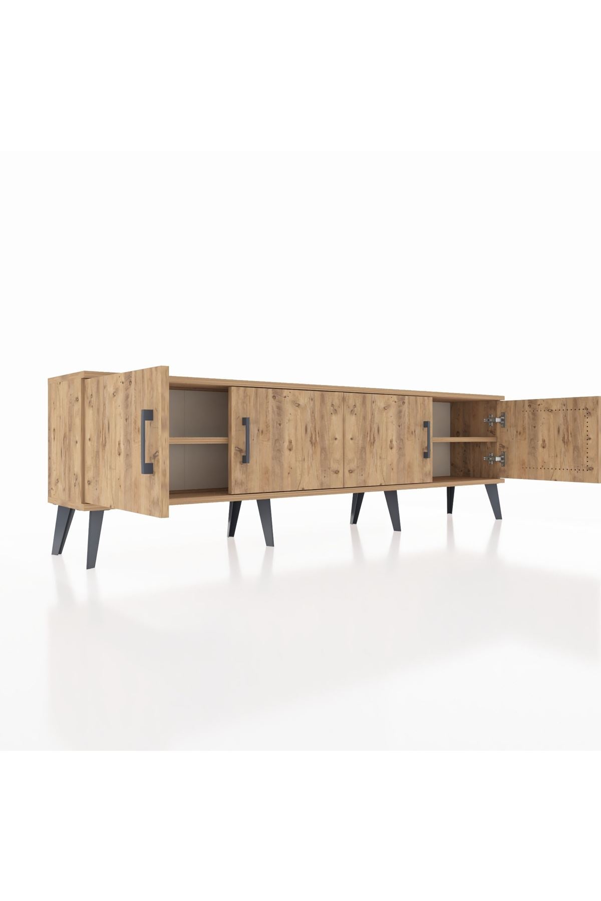 Arges TV Ünitesi 2 Raflı 4 Kapaklı 176x30x51 Çam-Çam/Çam