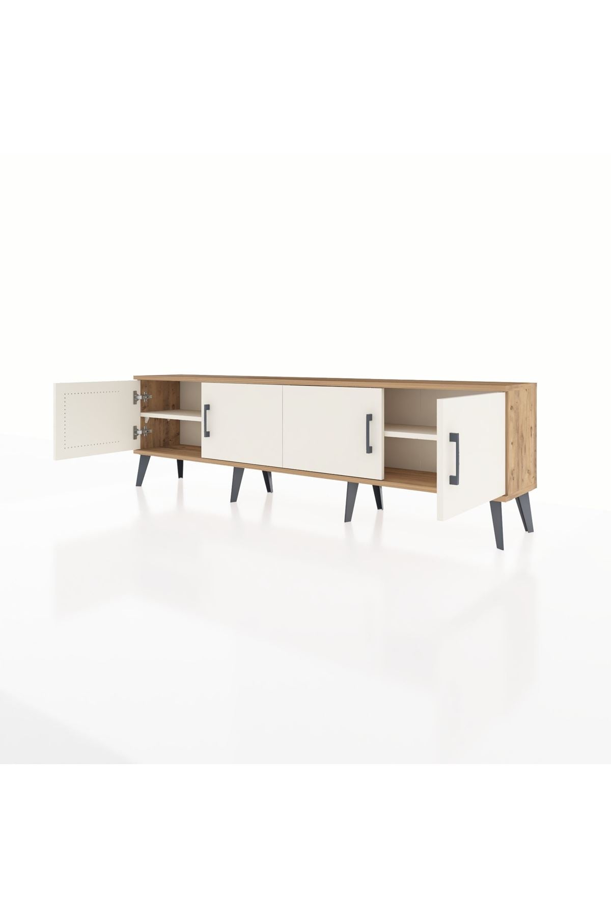 Arges TV Ünitesi 2 Raflı 4 Kapaklı 176x30x51 Çam-Aytaşı/Aytaşı