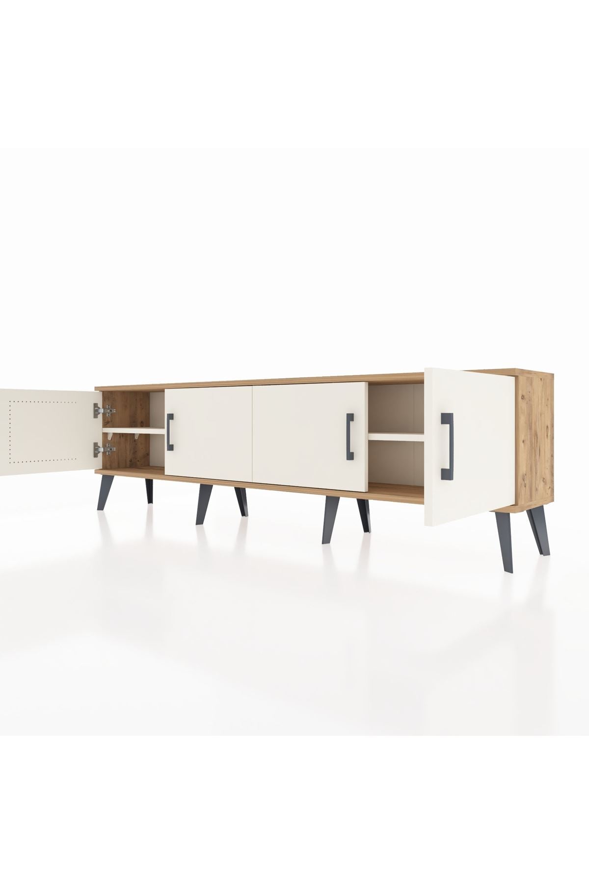 Arges TV Ünitesi 2 Raflı 4 Kapaklı 176x30x51 Çam-Aytaşı/Aytaşı
