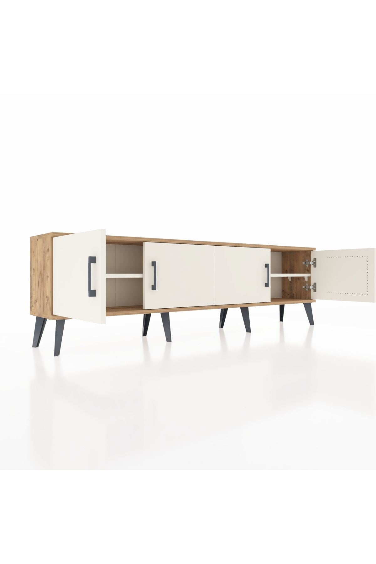 Arges TV Ünitesi 2 Raflı 4 Kapaklı 176x30x51 Çam-Aytaşı/Aytaşı