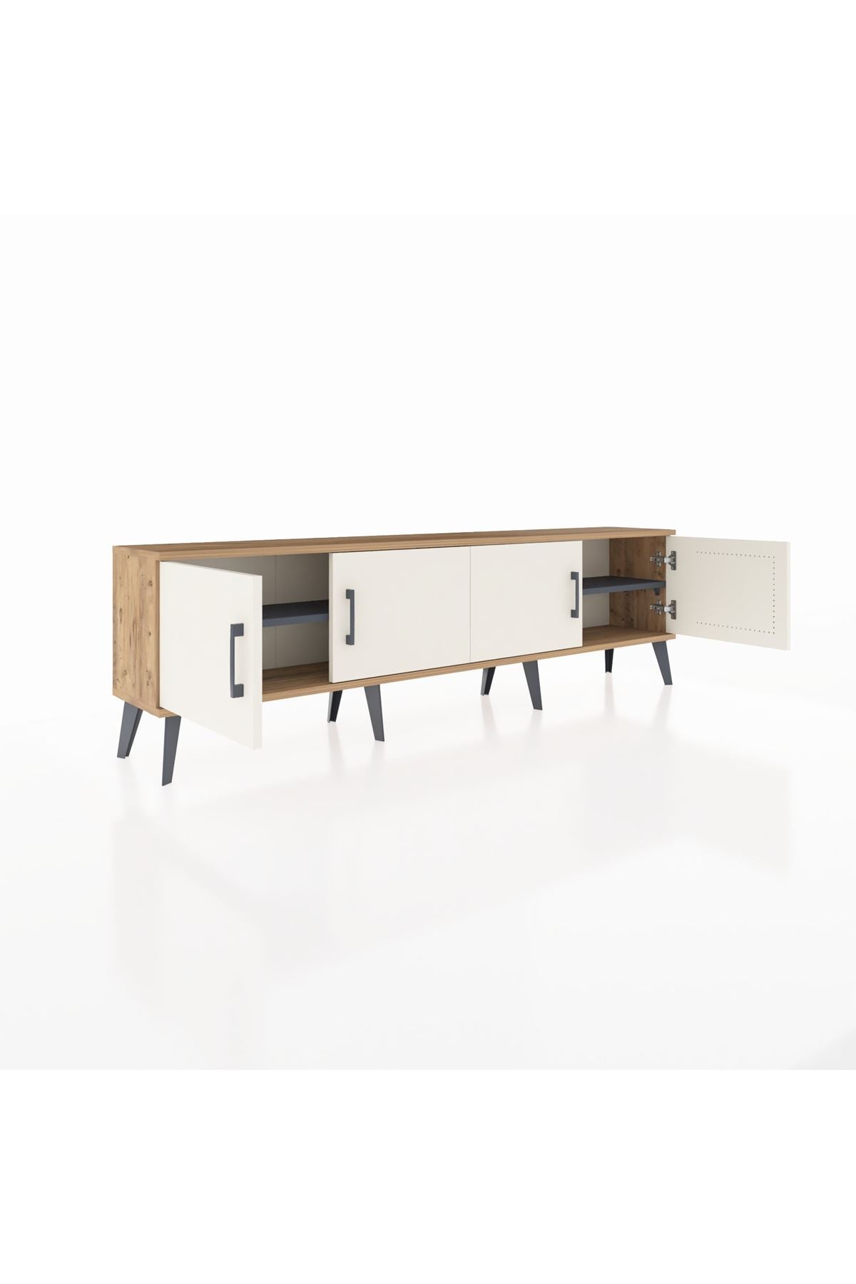 Arges TV Ünitesi 2 Raflı 4 Kapaklı 176x30x51 Çam-Aytaşı/Antrasit