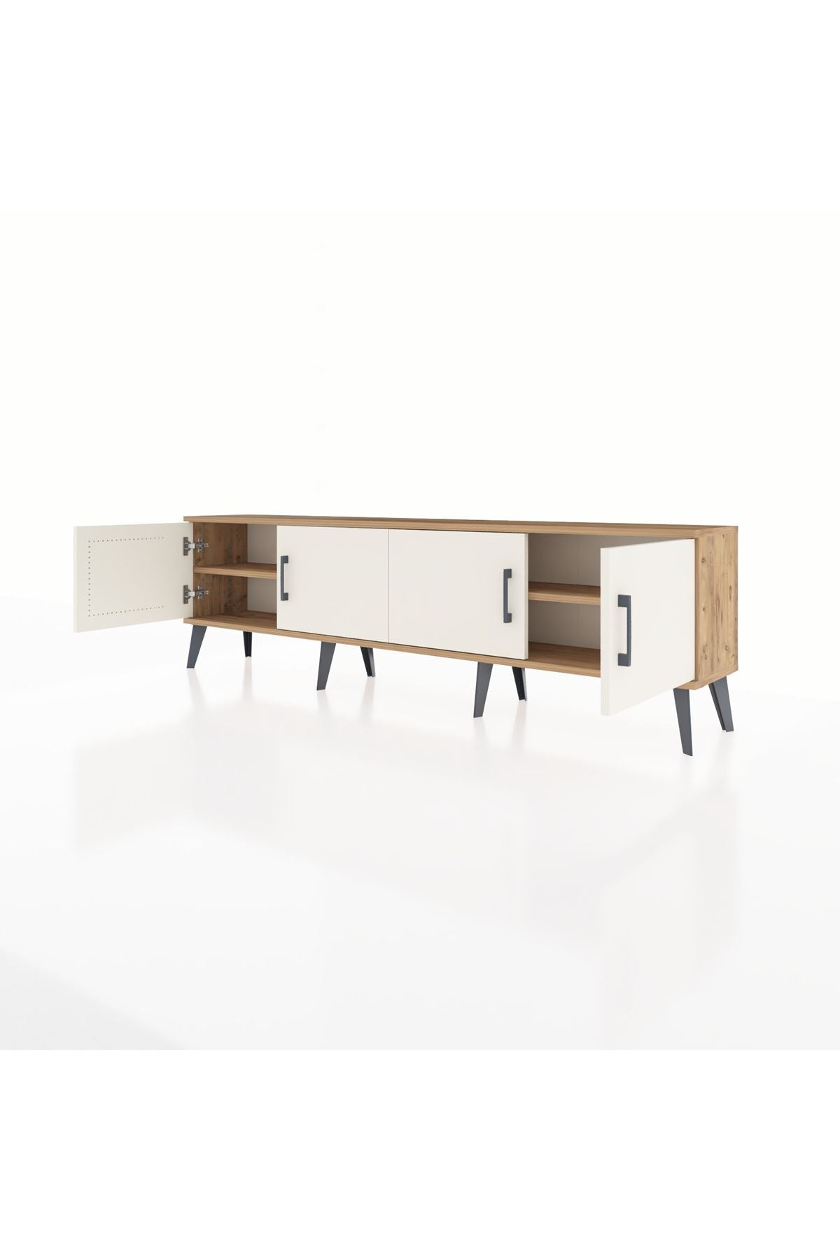 Arges TV Ünitesi 2 Raflı 4 Kapaklı 176x30x51 Çam-Aytaşı/Çam