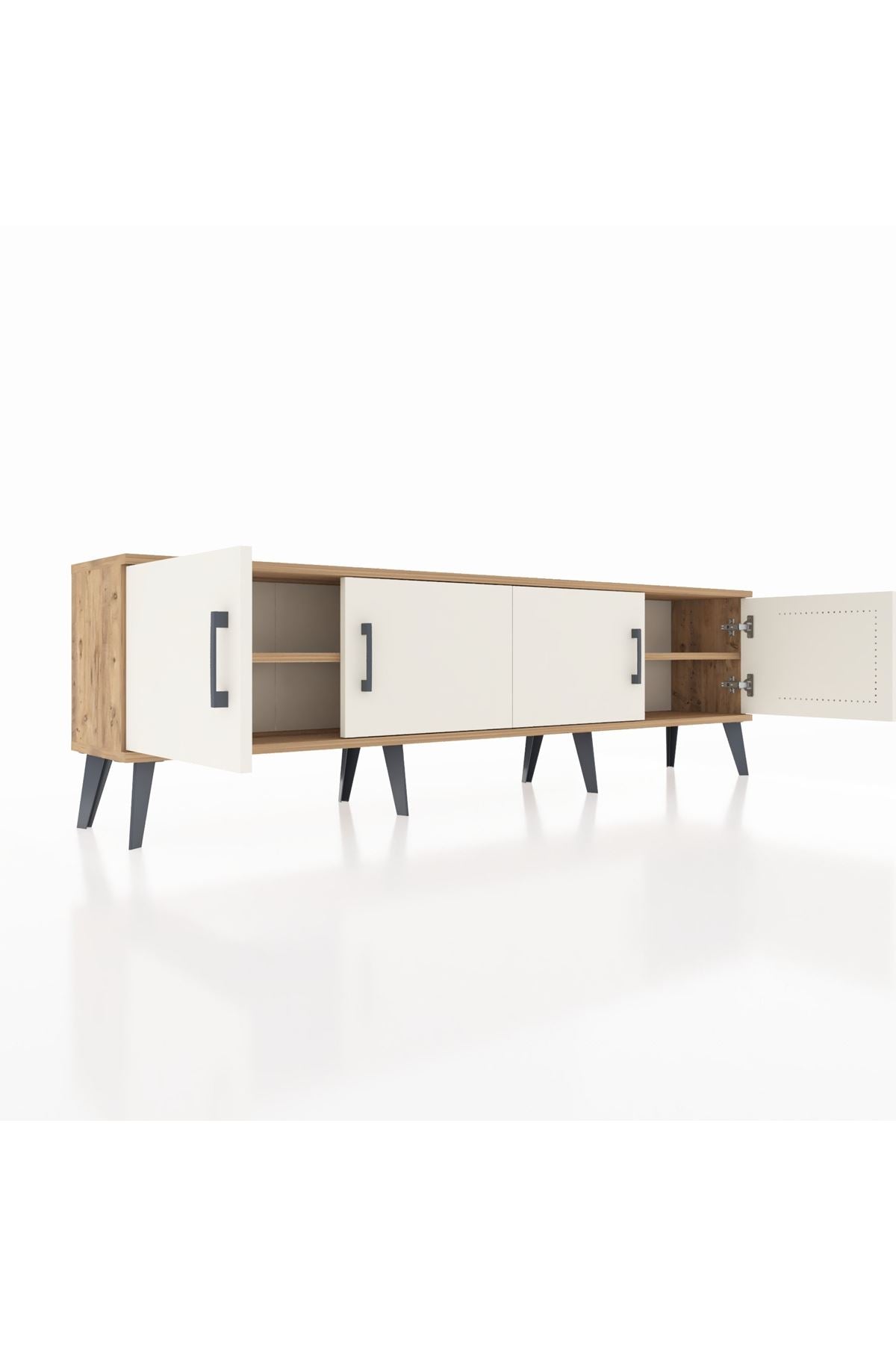 Arges TV Ünitesi 2 Raflı 4 Kapaklı 176x30x51 Çam-Aytaşı/Çam