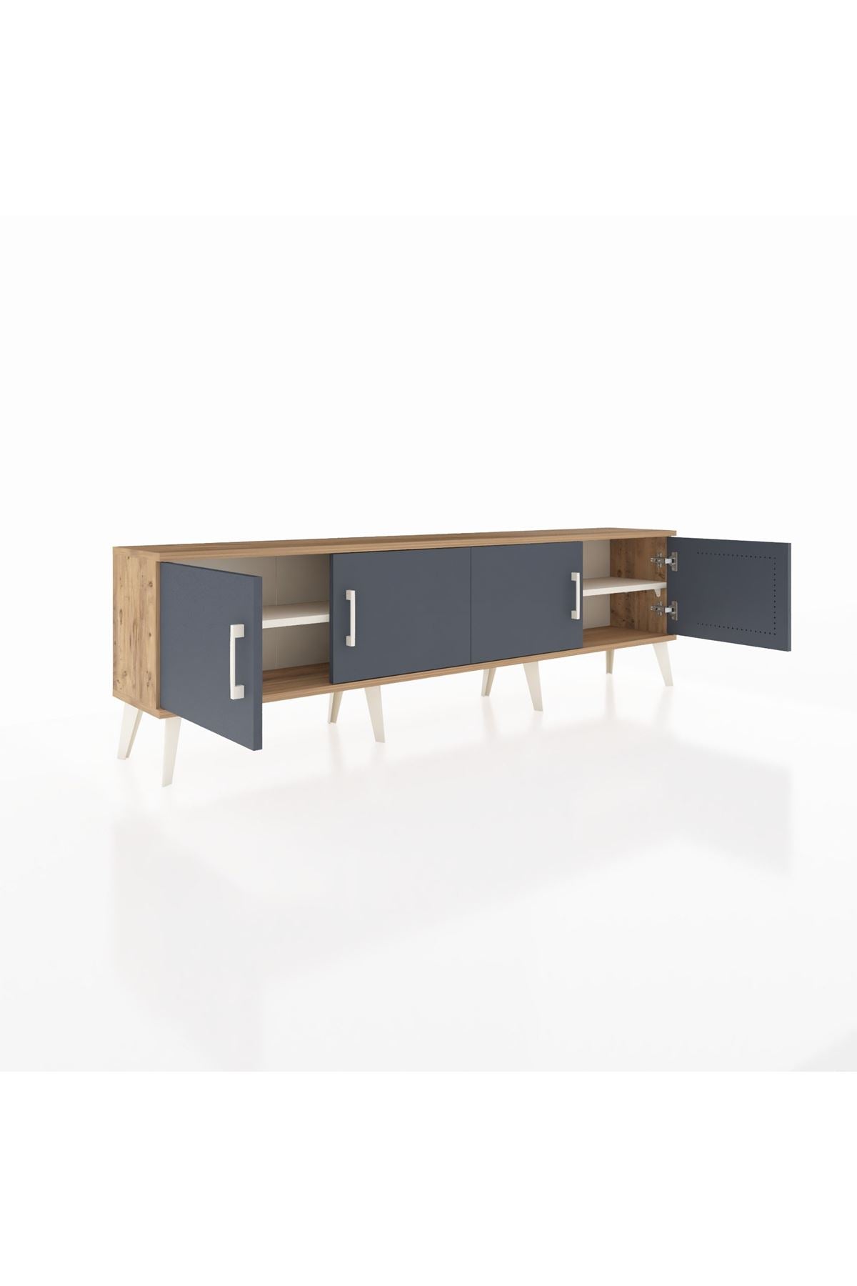 Arges TV Ünitesi 2 Raflı 4 Kapaklı 176x30x51 Çam-Antrasit/Aytaşı