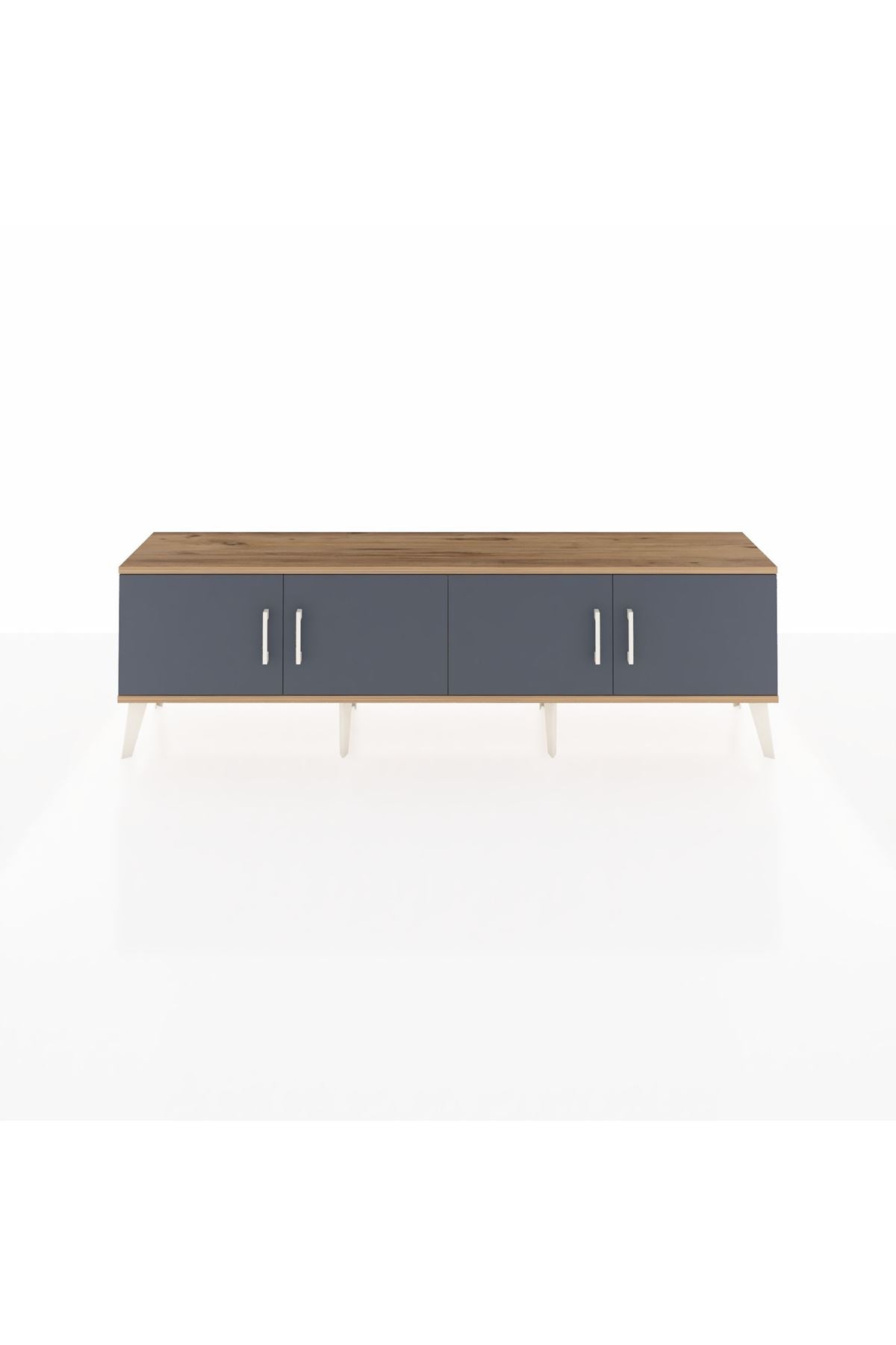 Arges TV Ünitesi 2 Raflı 4 Kapaklı 176x30x51 Çam-Antrasit/Çam