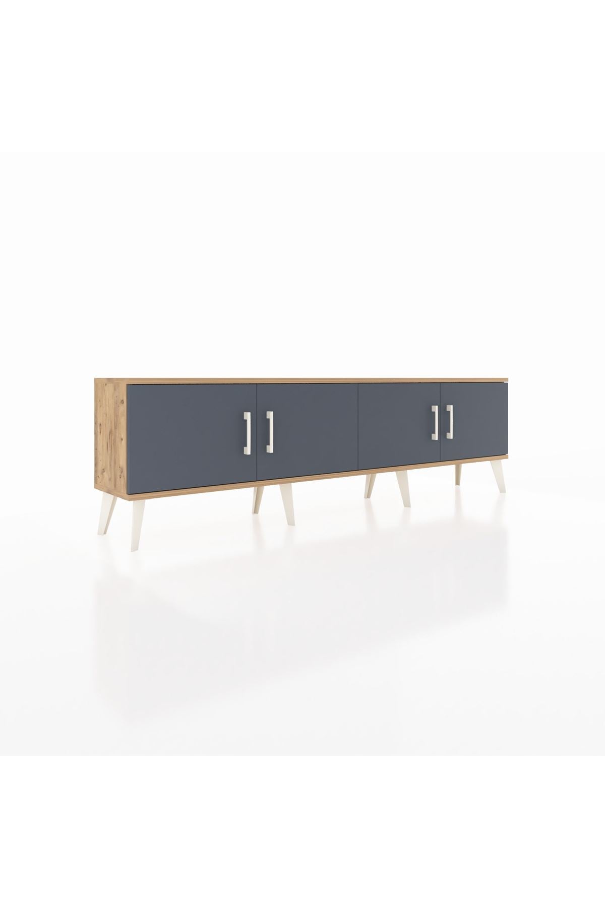 Arges TV Ünitesi 2 Raflı 4 Kapaklı 176x30x51 Çam-Antrasit/Çam