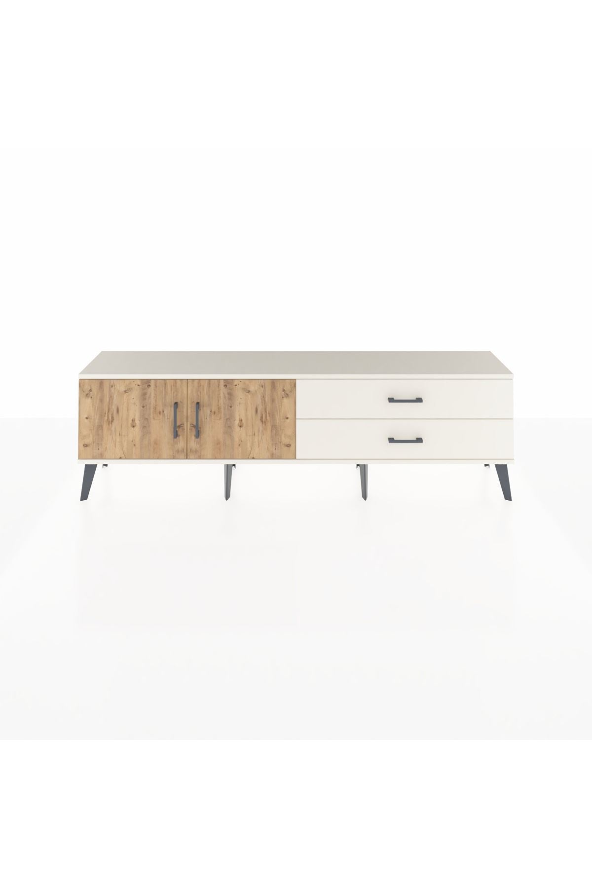 Arges TV Ünitesi Tek Raflı 2 Çekmeceli 2 Kapaklı 176x30x51 Aytaşı-Çam/Aytaşı