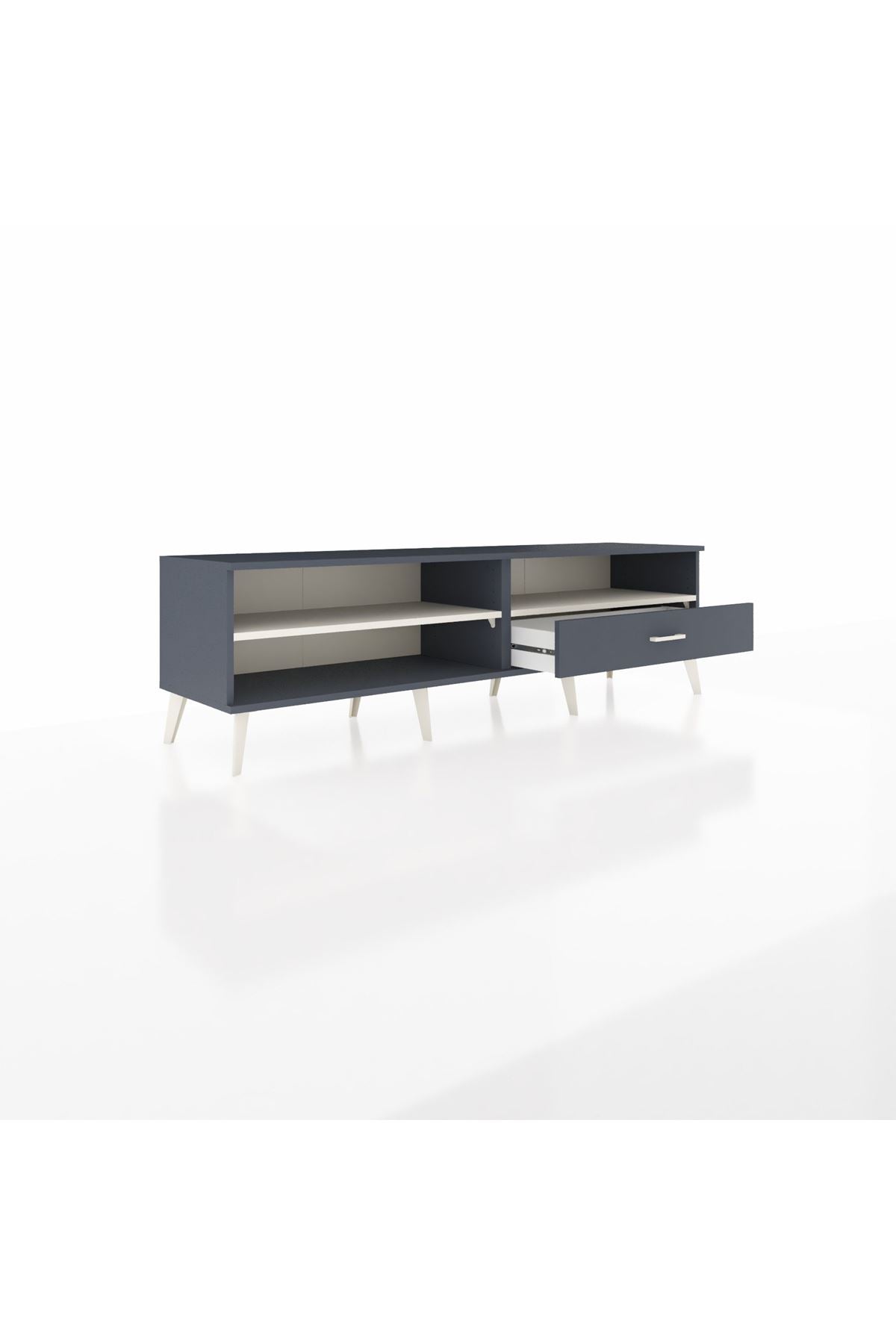 Hyperion TV Ünitesi 2 Raflı Tek Çekmeceli  176x44x51 Antrasit-Aytaşı/Antrasit