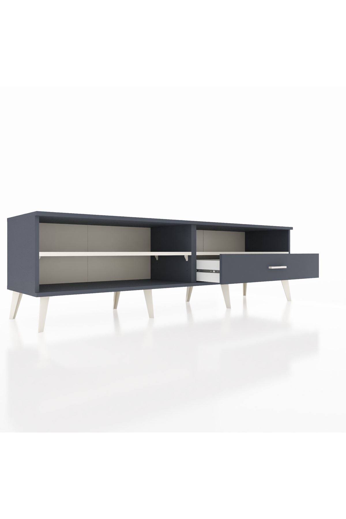 Hyperion TV Ünitesi 2 Raflı Tek Çekmeceli  176x44x51 Antrasit-Aytaşı/Antrasit