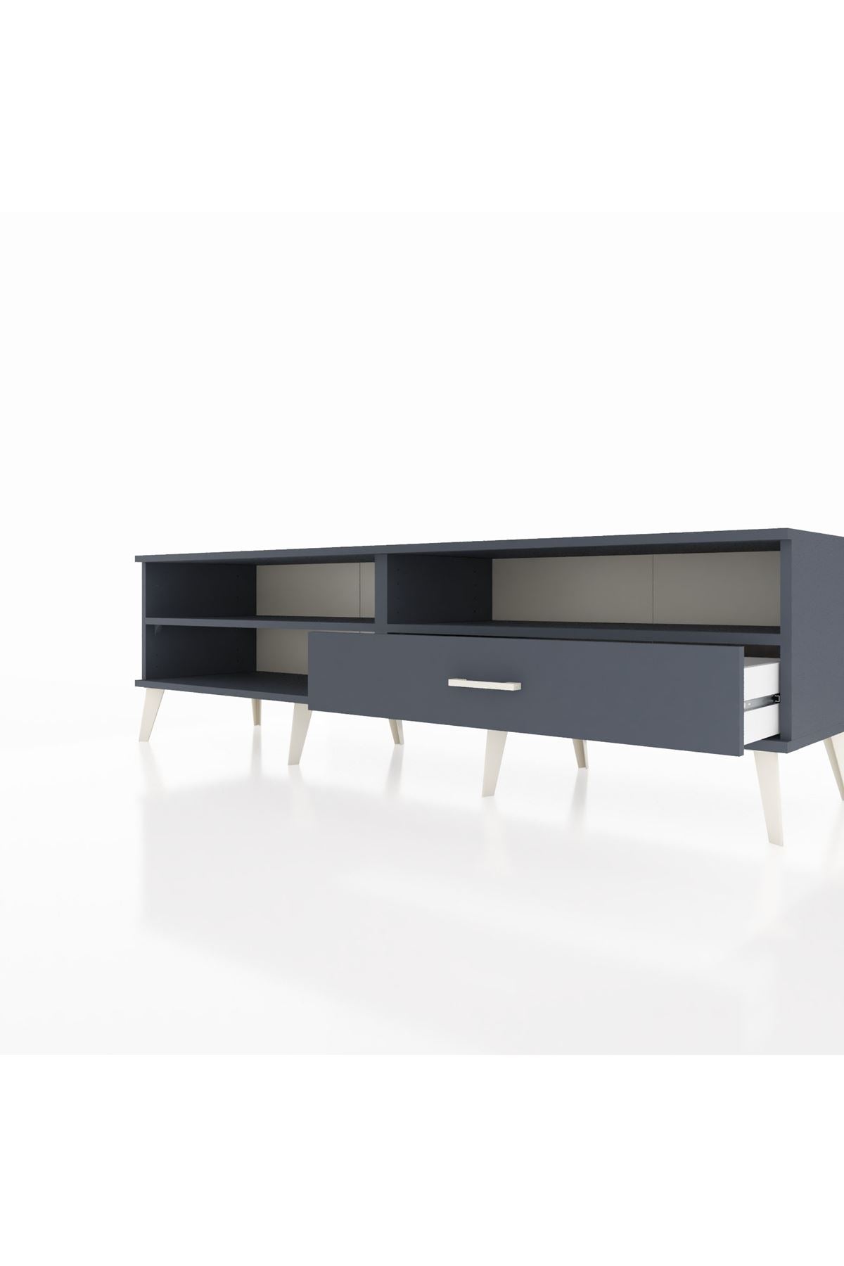 Hyperion TV Ünitesi 2 Raflı Tek Çekmeceli  176x44x51 Antrasit-Antrasit/Antrasit