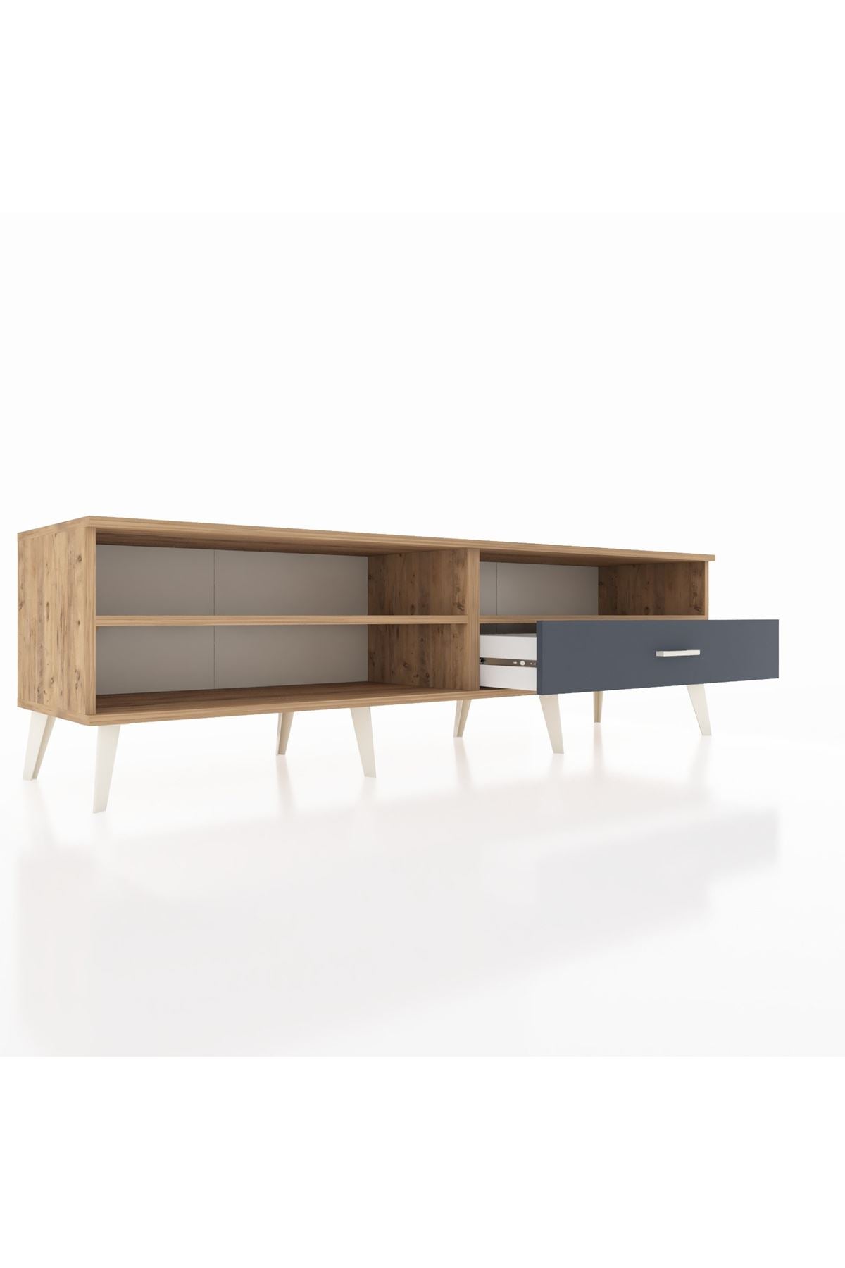 Hyperion TV Ünitesi 2 Raflı Tek Çekmeceli  176x44x51 Çam-Çam/Antrasit