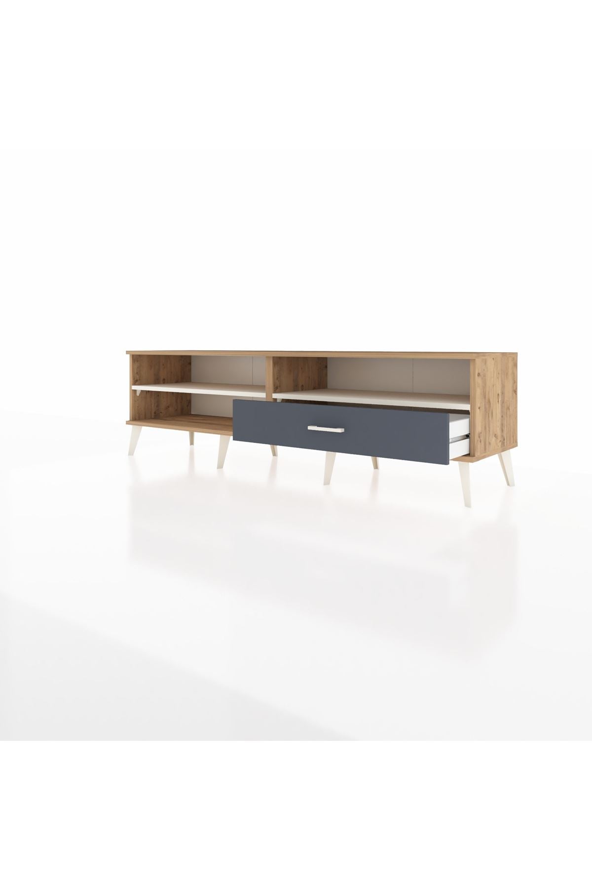 Hyperion TV Ünitesi 2 Raflı Tek Çekmeceli  176x44x51 Çam-Aytaşı/Antrasit