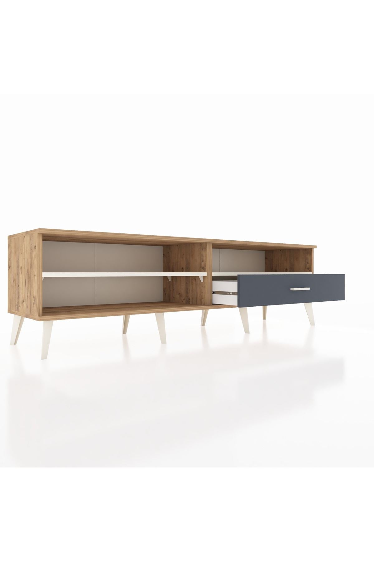 Hyperion TV Ünitesi 2 Raflı Tek Çekmeceli  176x44x51 Çam-Aytaşı/Antrasit