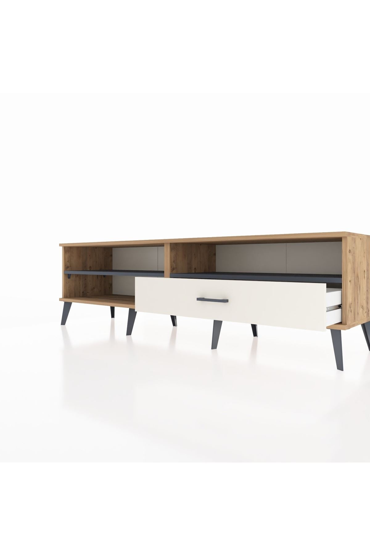 Hyperion TV Ünitesi 2 Raflı Tek Çekmeceli  176x44x51 Çam-Antrasit/Aytaşı