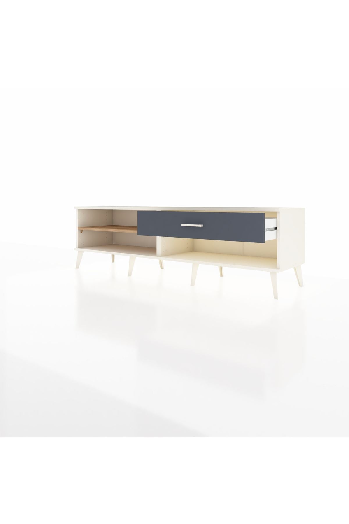 Hyperion TV Ünitesi Tek Raflı Tek Çekmeceli  176x44x51 Aytaşı-Çam/Antrasit