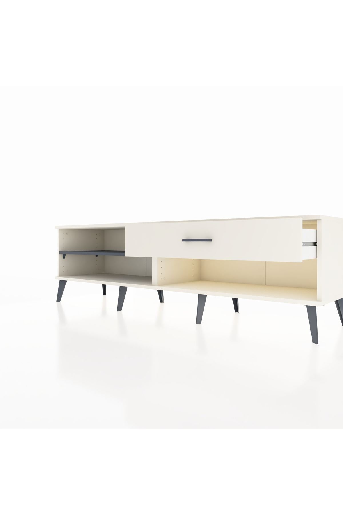 Hyperion TV Ünitesi Tek Raflı Tek Çekmeceli  176x44x51 Aytaşı-Antrasit/Aytaşı