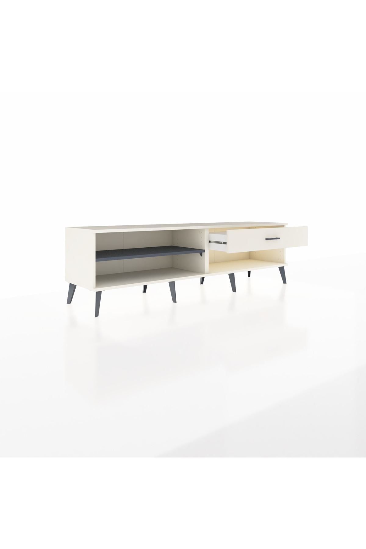 Hyperion TV Ünitesi Tek Raflı Tek Çekmeceli  176x44x51 Aytaşı-Antrasit/Aytaşı