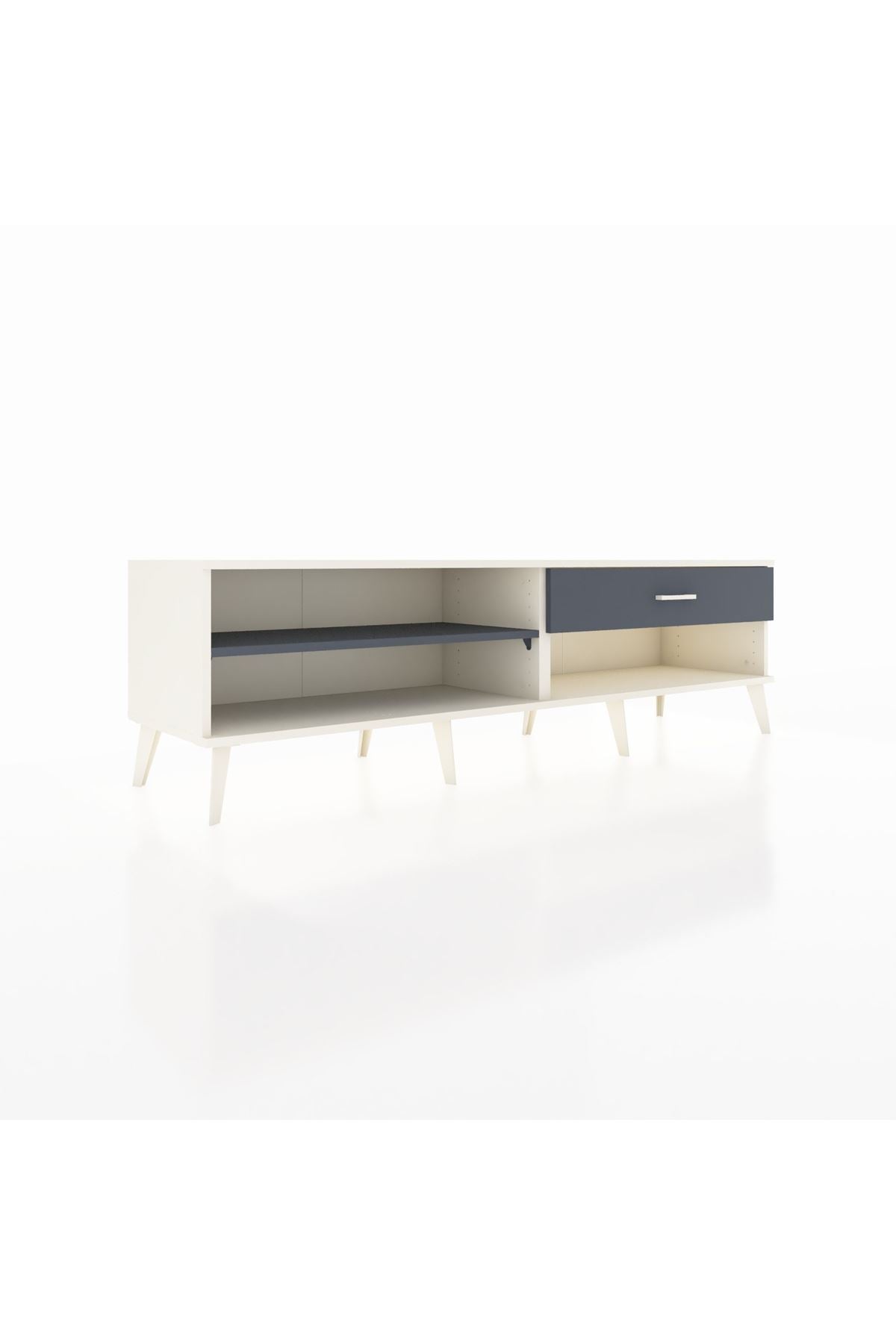 Hyperion TV Ünitesi Tek Raflı Tek Çekmeceli  176x44x51 Aytaşı-Antrasit/Antrasit