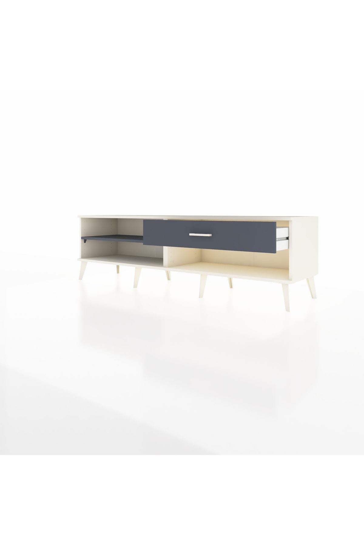 Hyperion TV Ünitesi Tek Raflı Tek Çekmeceli  176x44x51 Aytaşı-Antrasit/Antrasit