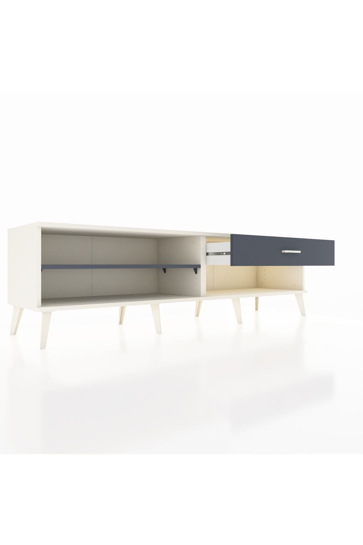 Hyperion TV Ünitesi Tek Raflı Tek Çekmeceli  176x44x51 Aytaşı-Antrasit/Antrasit