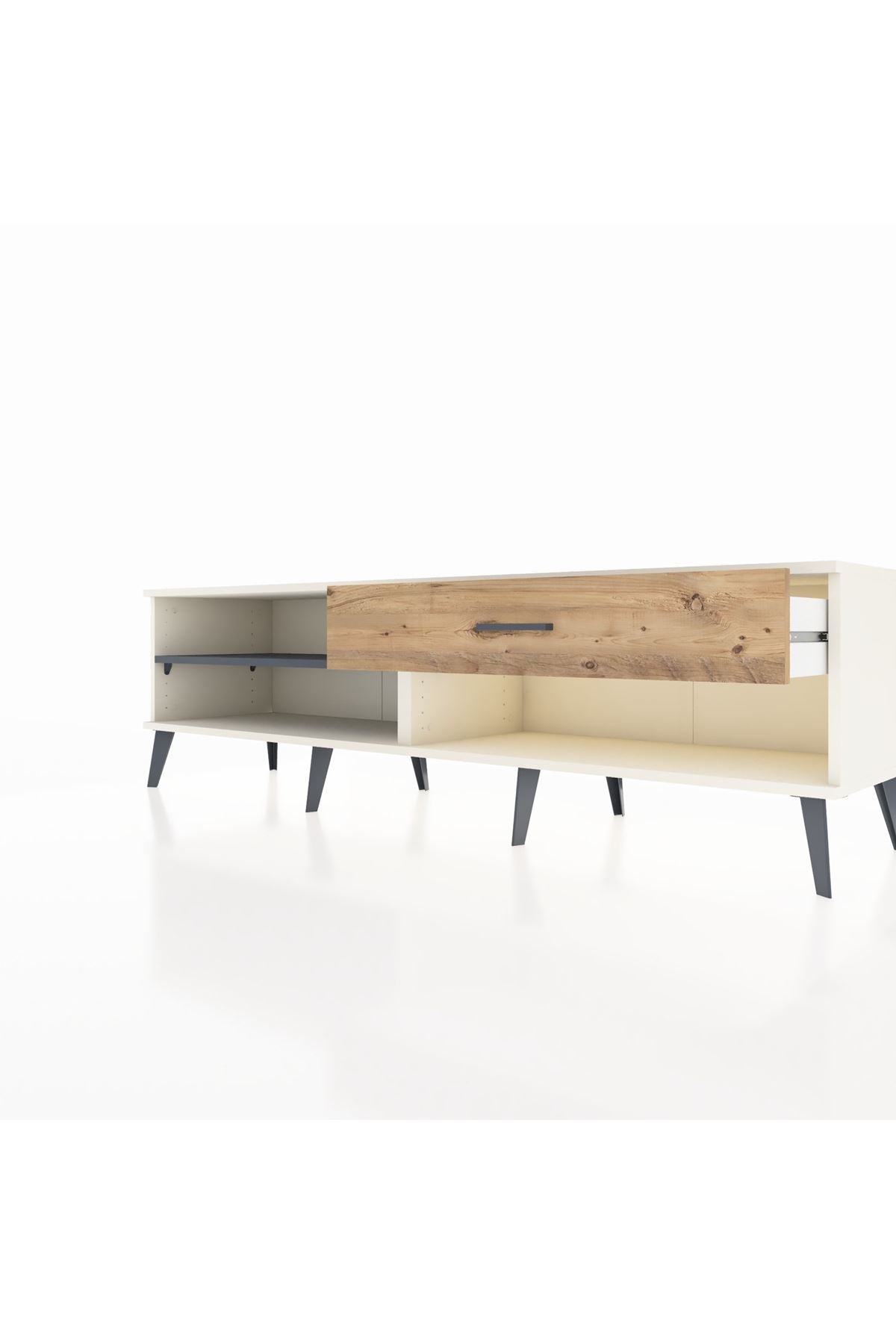 Hyperion TV Ünitesi Tek Raflı Tek Çekmeceli  176x44x51 Aytaşı-Antrasit/Çam