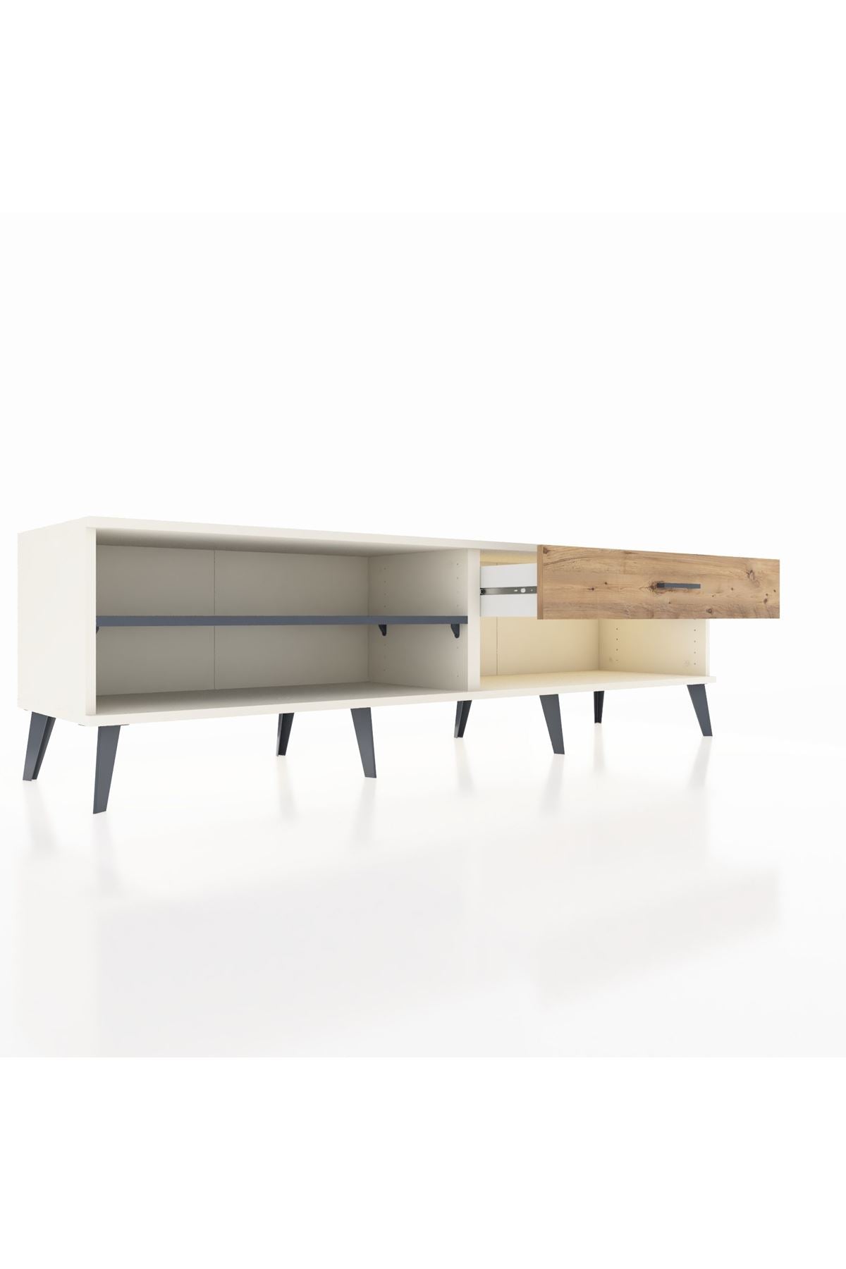 Hyperion TV Ünitesi Tek Raflı Tek Çekmeceli  176x44x51 Aytaşı-Antrasit/Çam